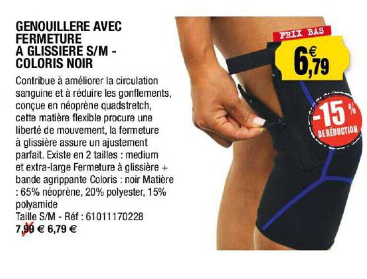 genouillère avec fermeture à glissière s-m - coloris noir