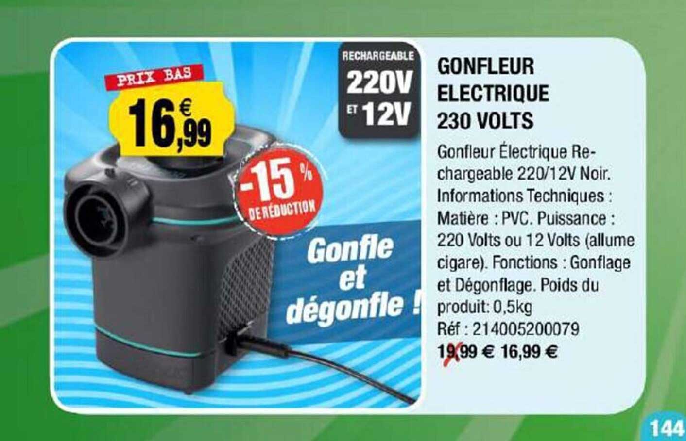 gonfleur électrique 230 volts