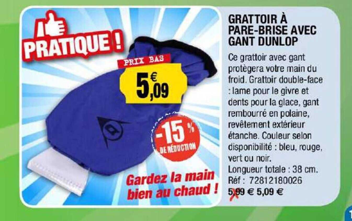 grattoir à pare-brise avec gant dunlop