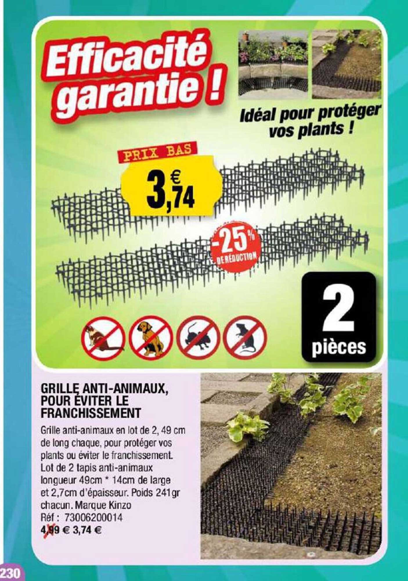 grille anti-animaux, pour éviter le franchissement