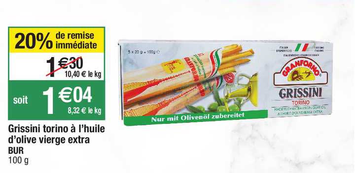 grissini torino à l'huile d'olive vierge extra bur