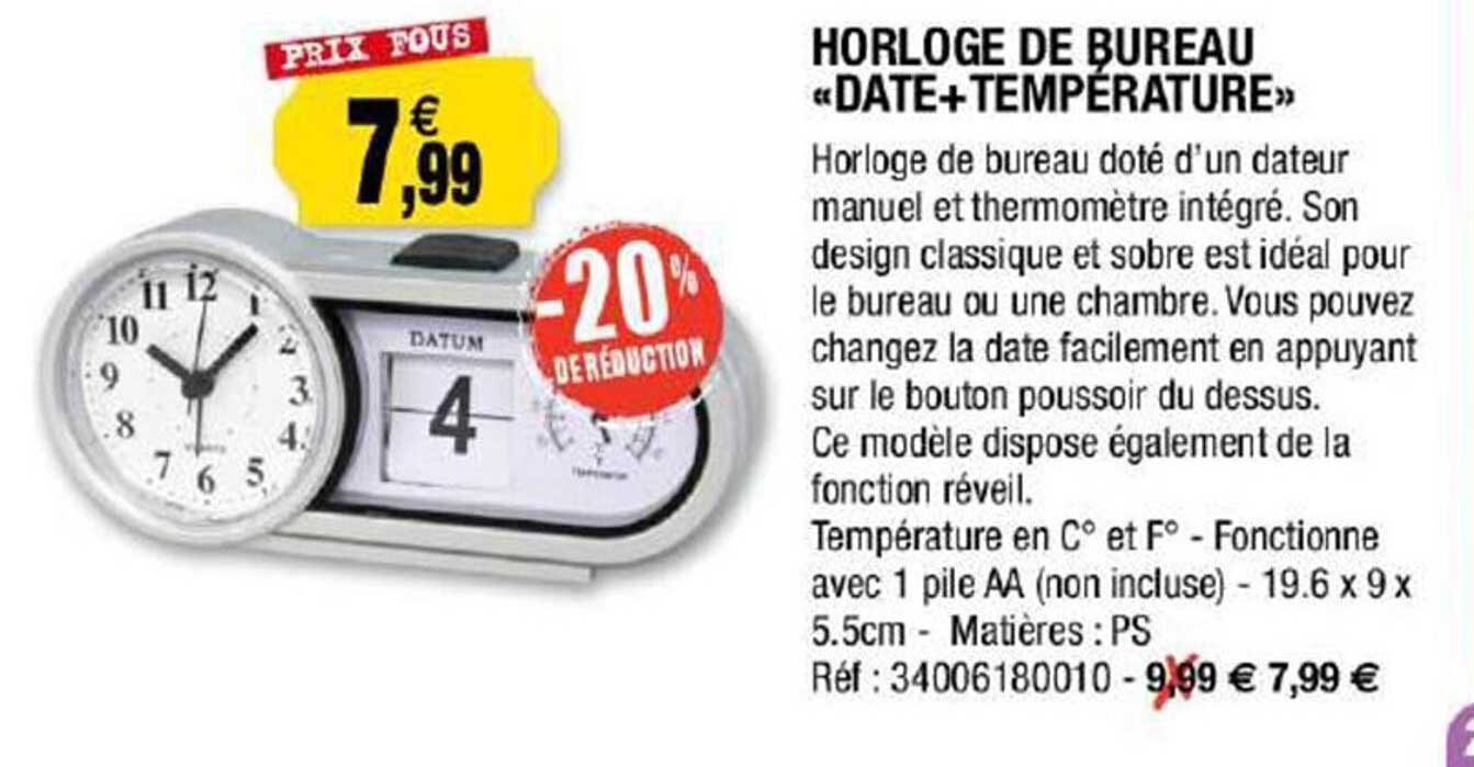 horloge de bureau "date + température"