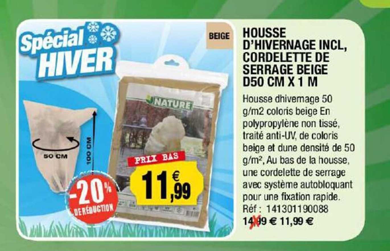 housse d'hivernage incl, cordelette de serrage beige d 50 cm x 1 m