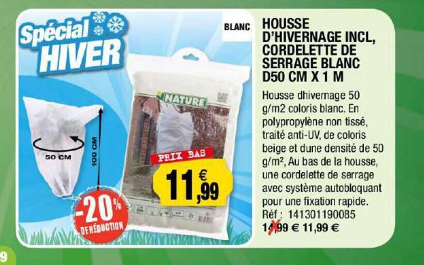 housse d'hivernage incl, cordelette de serrage blanc d50 cm x 1 m