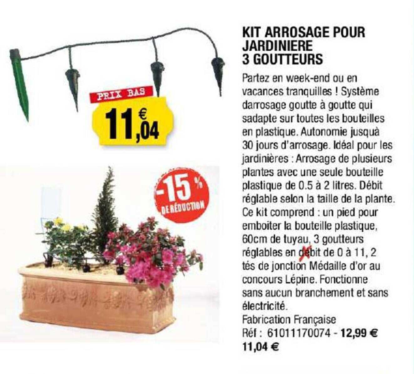 kit arrosage pour jardinière 3 goutteurs