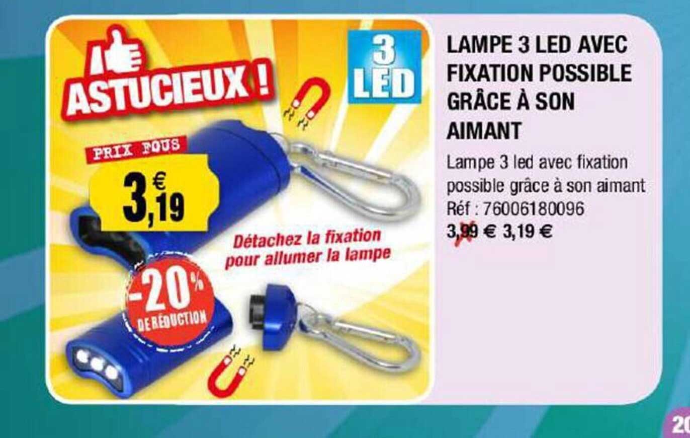 lampe 3 led avec fixation possible grâce à son aimant