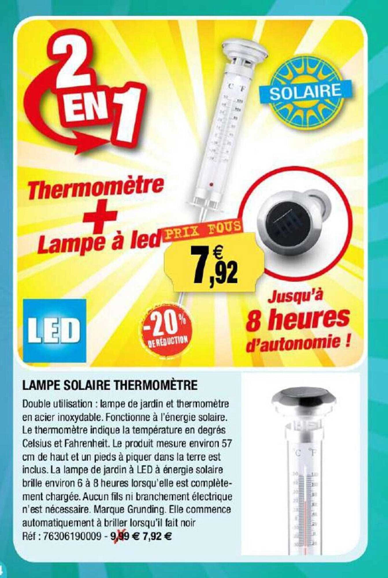 Lampe Solaire Thermomètre