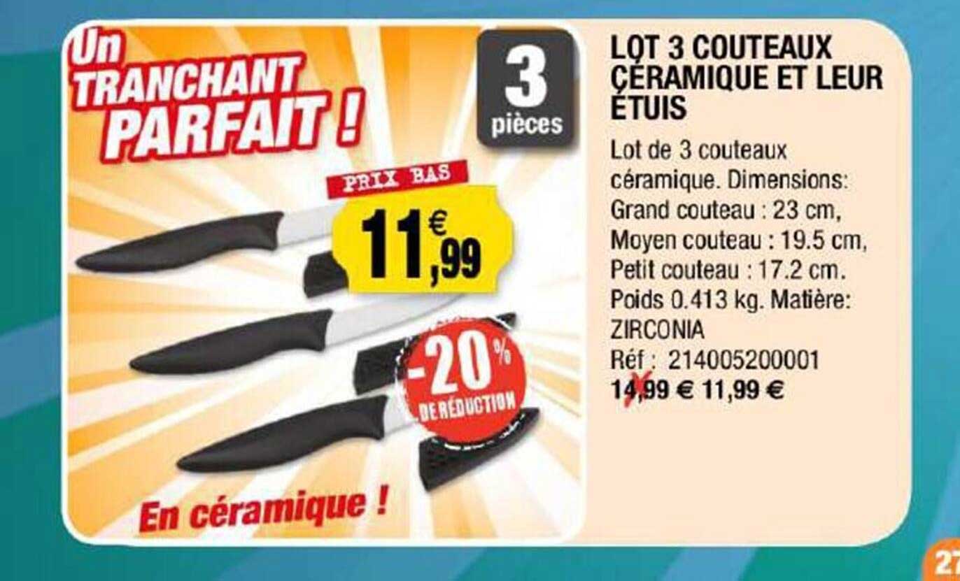 lot 3 couteaux céramique et leur étuis