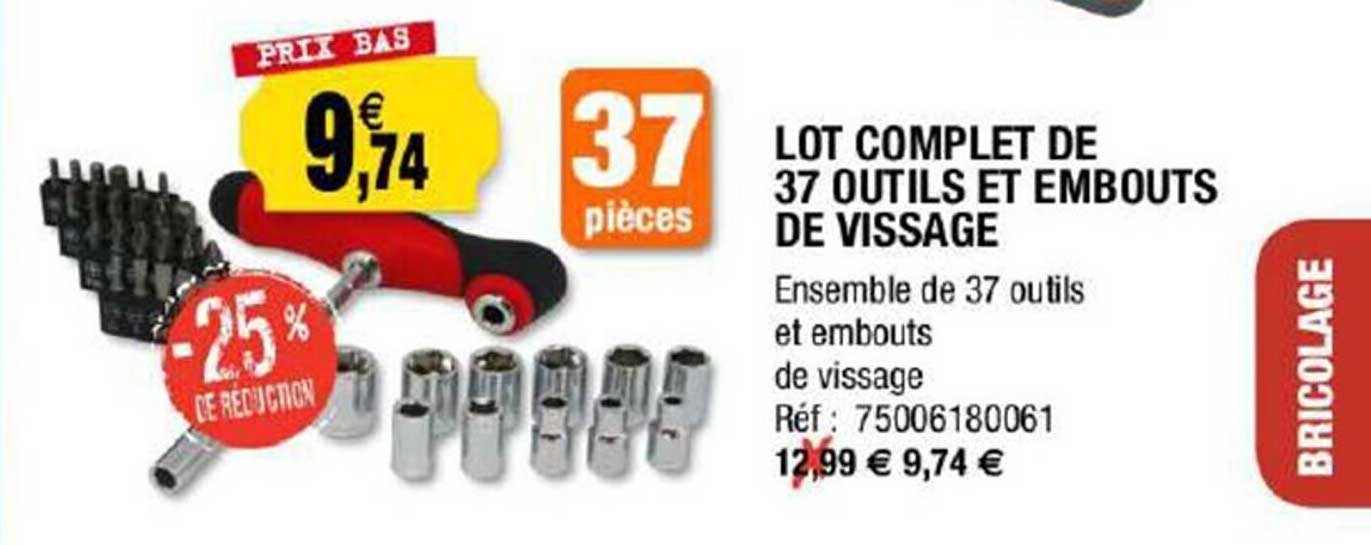 lot complet de 37 outils et embouts de vissage