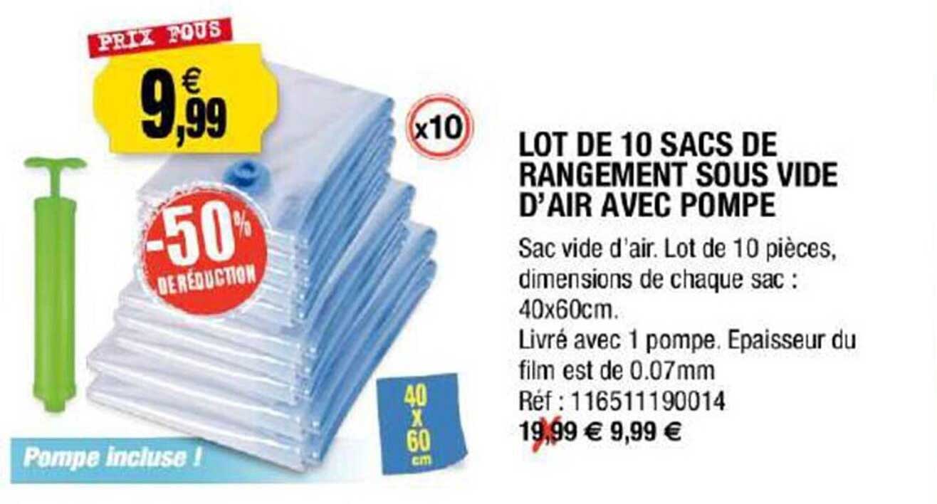 lot de 10 sacs de rangement sous  vide d'air avec pompe