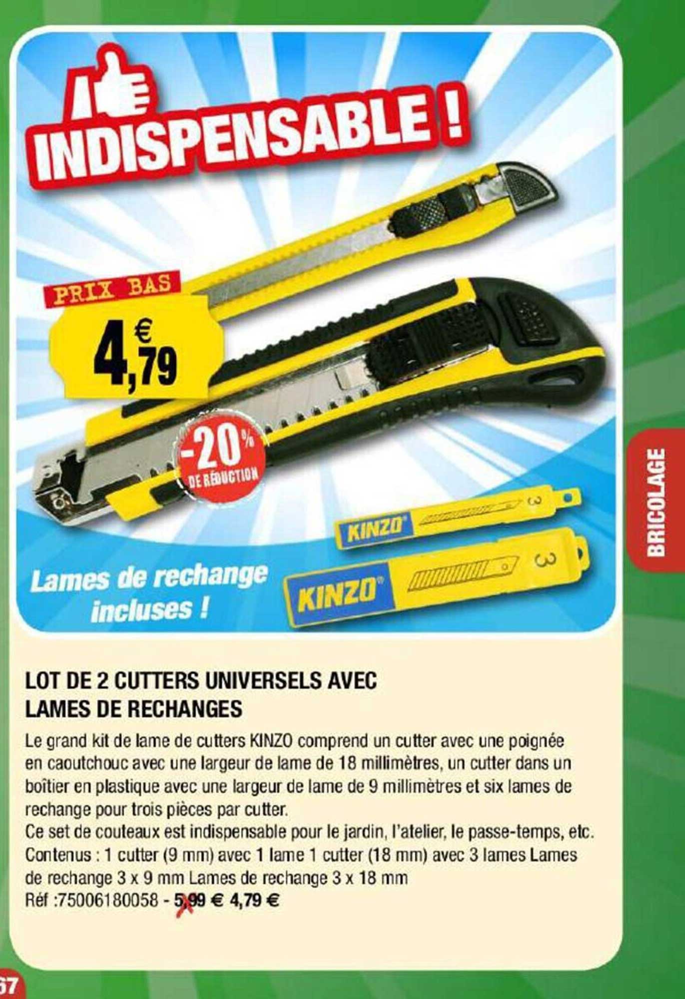 lot de 2 cutters universels avec lames de rechanges