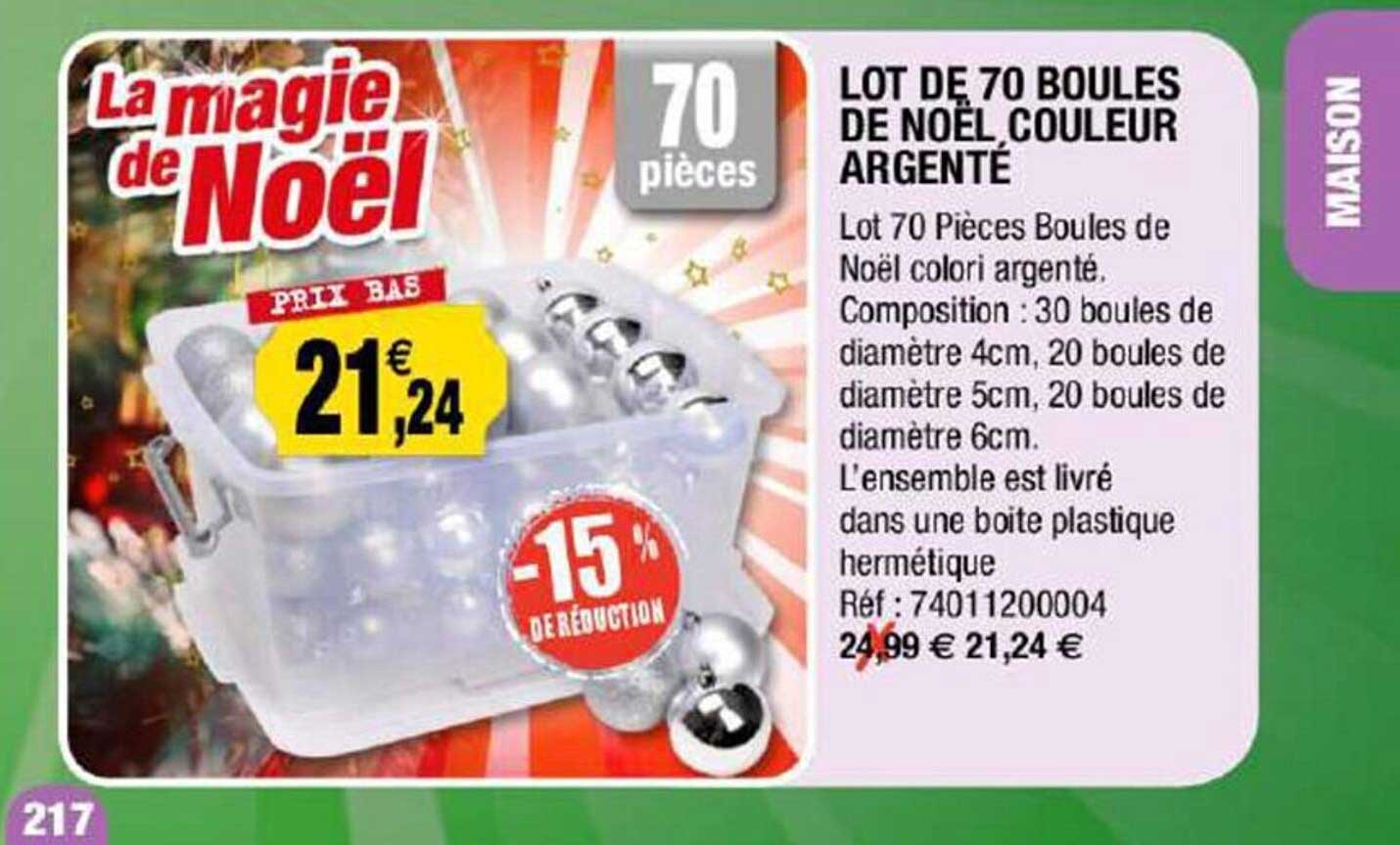 lot de 70 boules de noël couleur argenté