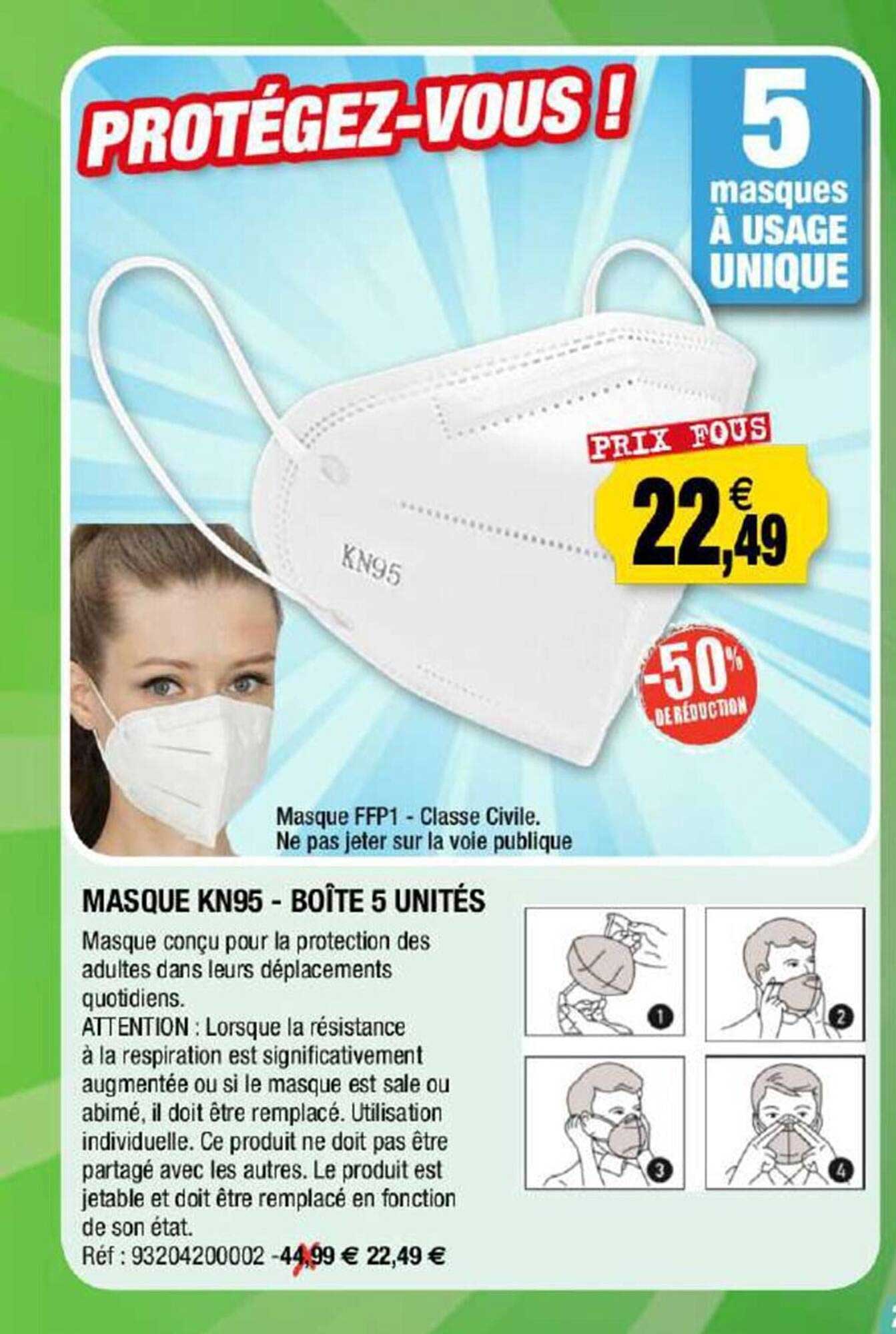masque kn95 - boîtes 5 unités