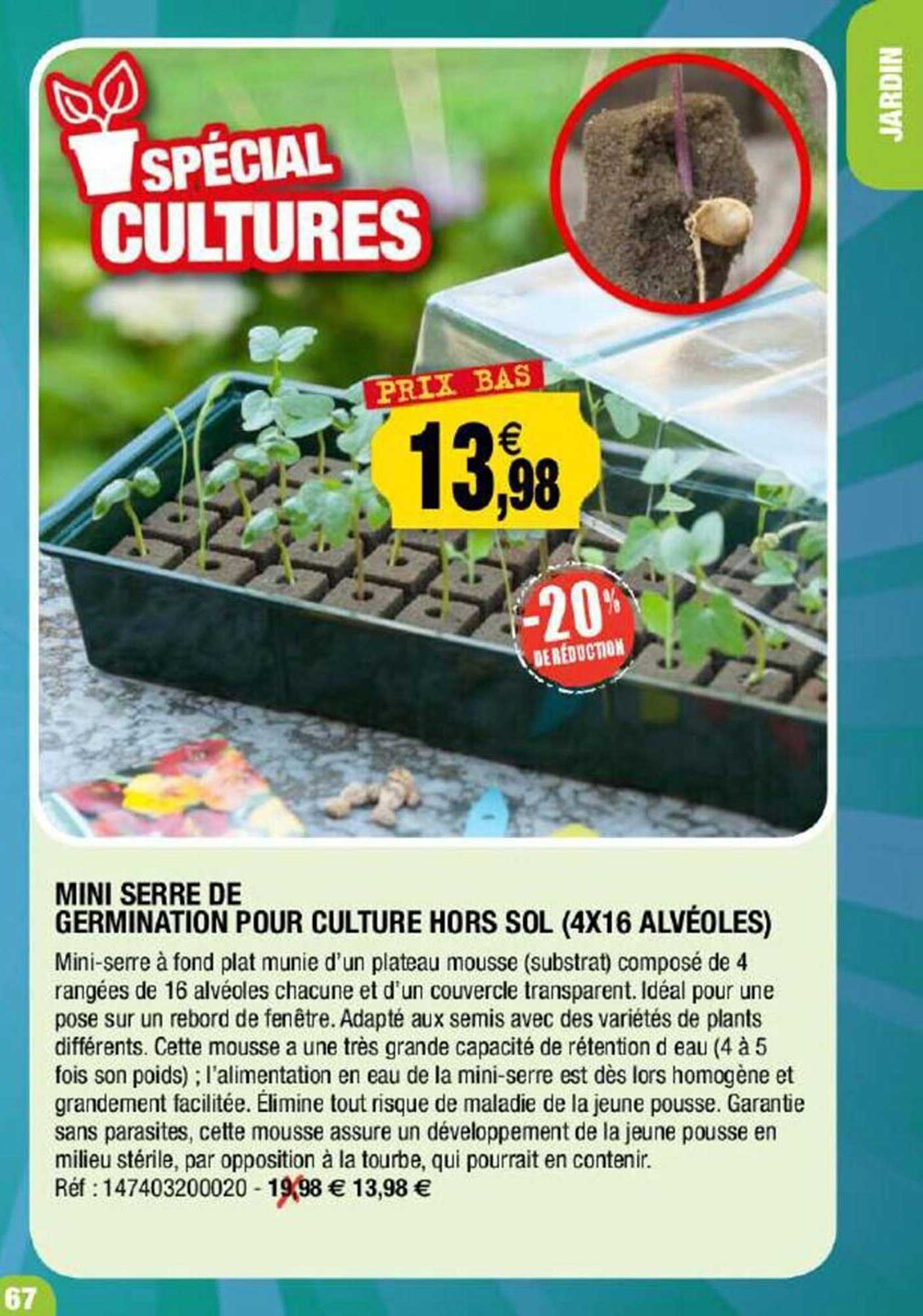 Mini Serre De Germination Pour Culture Hors Sol (4 X 16 Alvéoles)