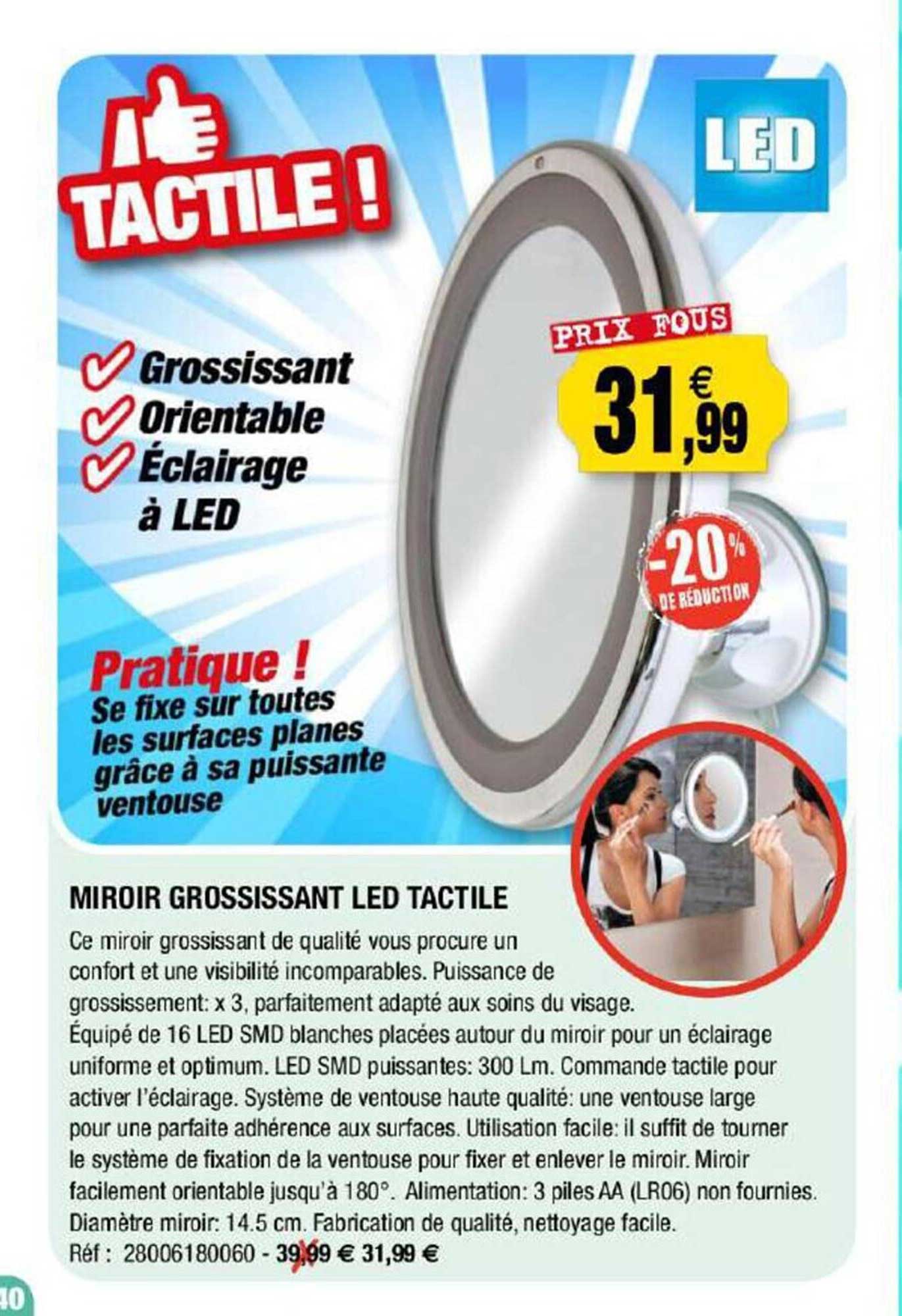 miroir grossissant led tactile