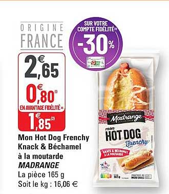 mon hot dog frenchy knack & béchamel à la moutarde madrange