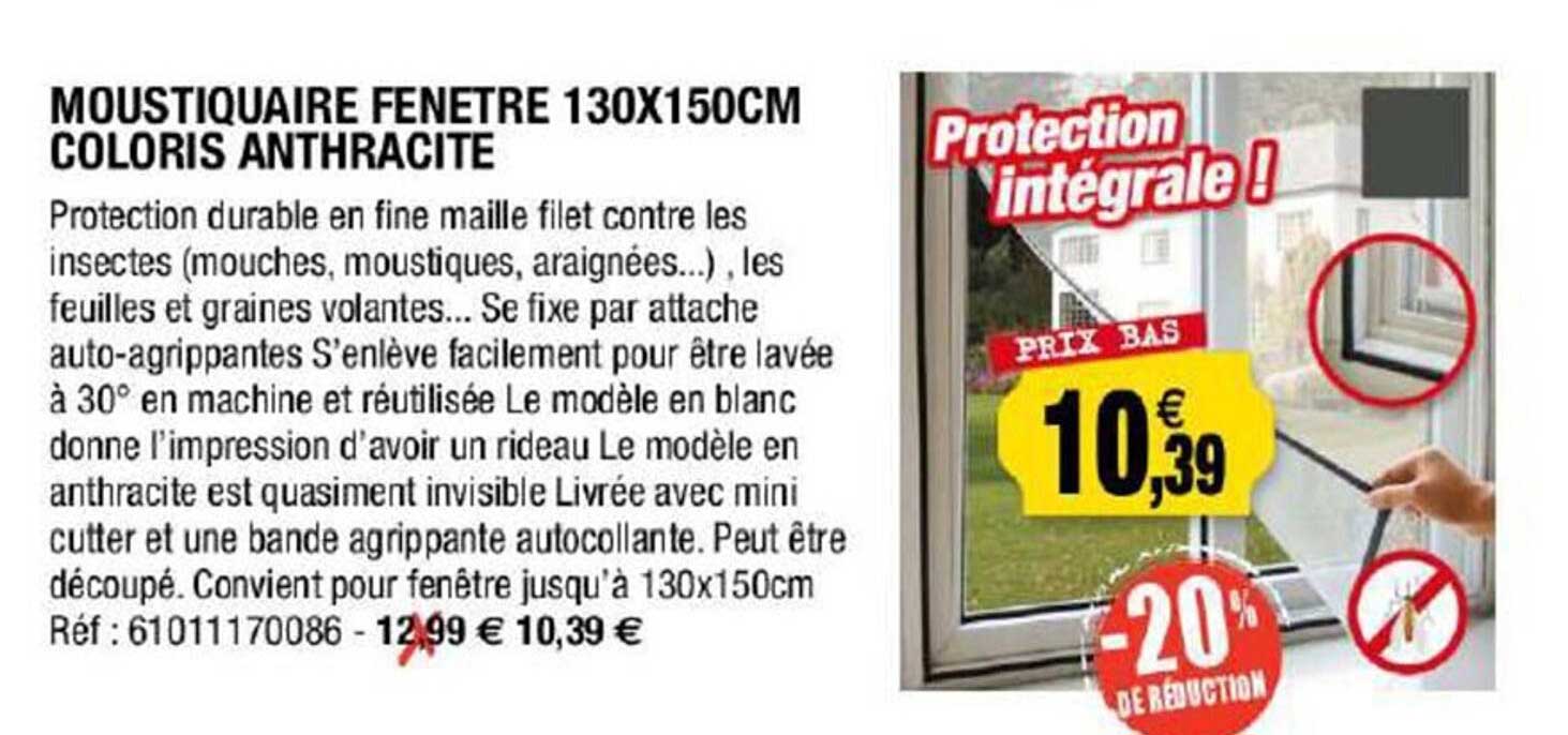 moustiquaire fenêtre 130 x 150 cm coloris anthracite