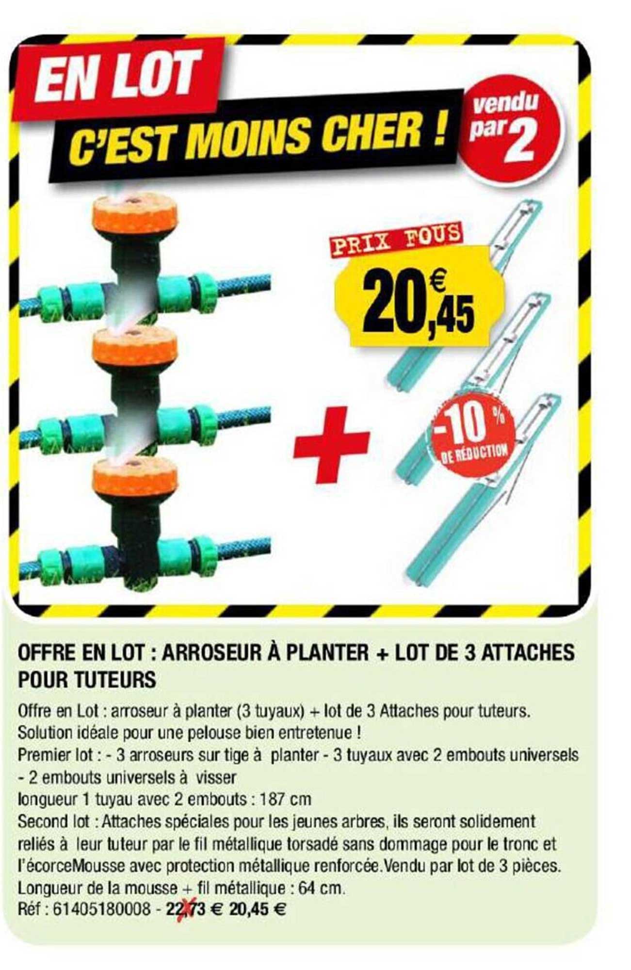 offre en lot : arroseur à planter + lot de 3 attaches pour tuteurs