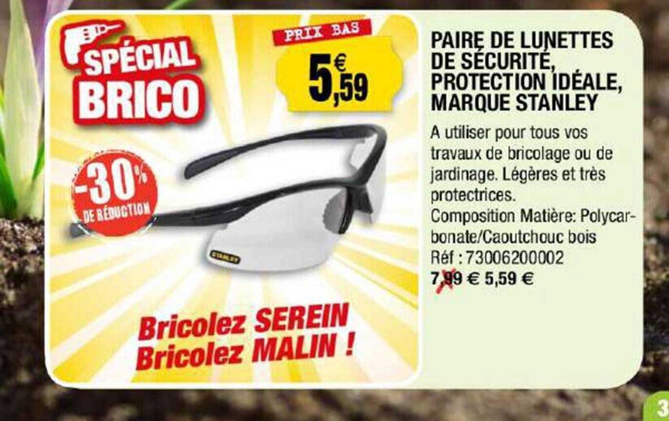 paire de lunettes de sécurité, protection idéale, marque stanley