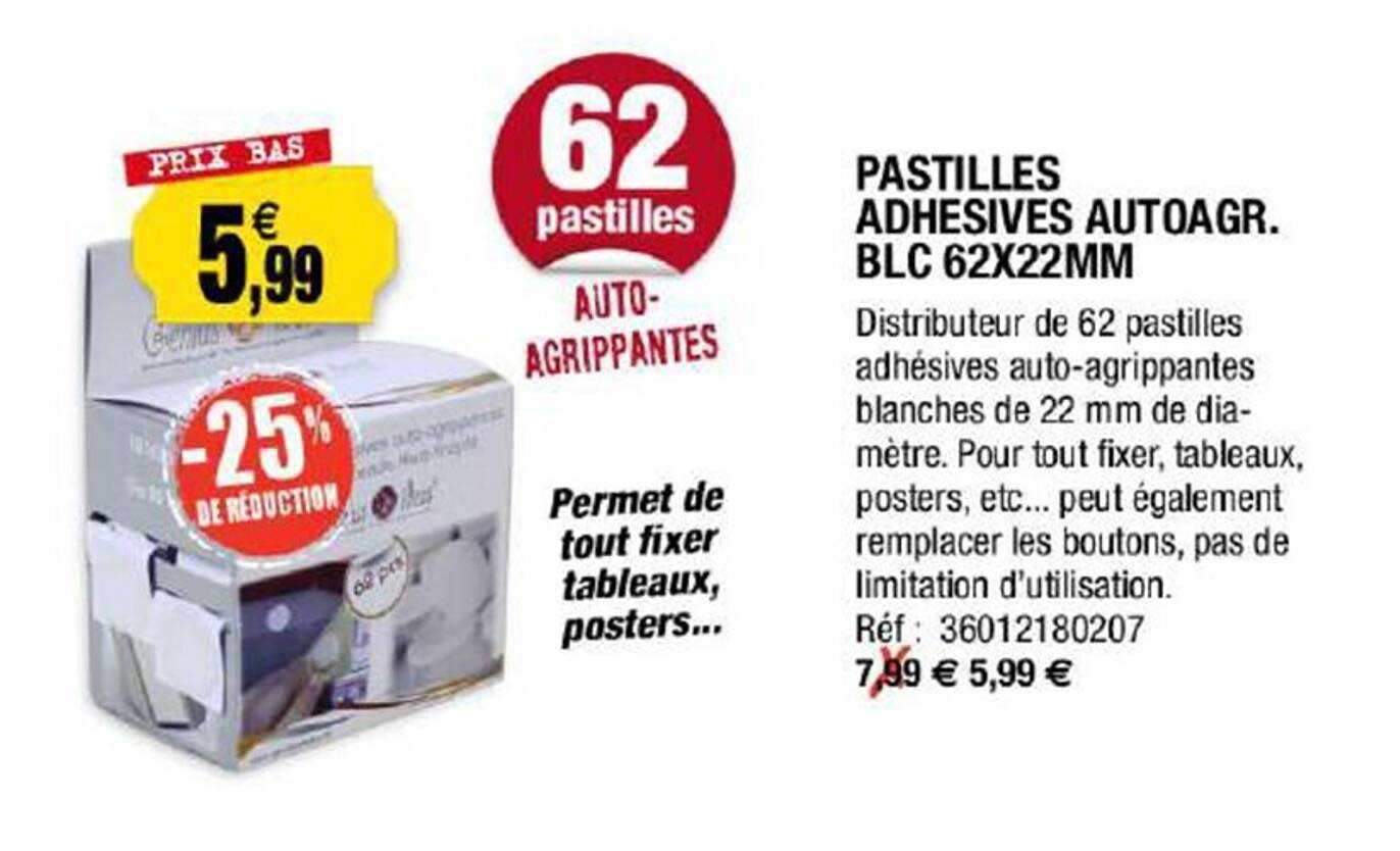 pastilles adhésives autoa gr. blc 62 x 22 mm