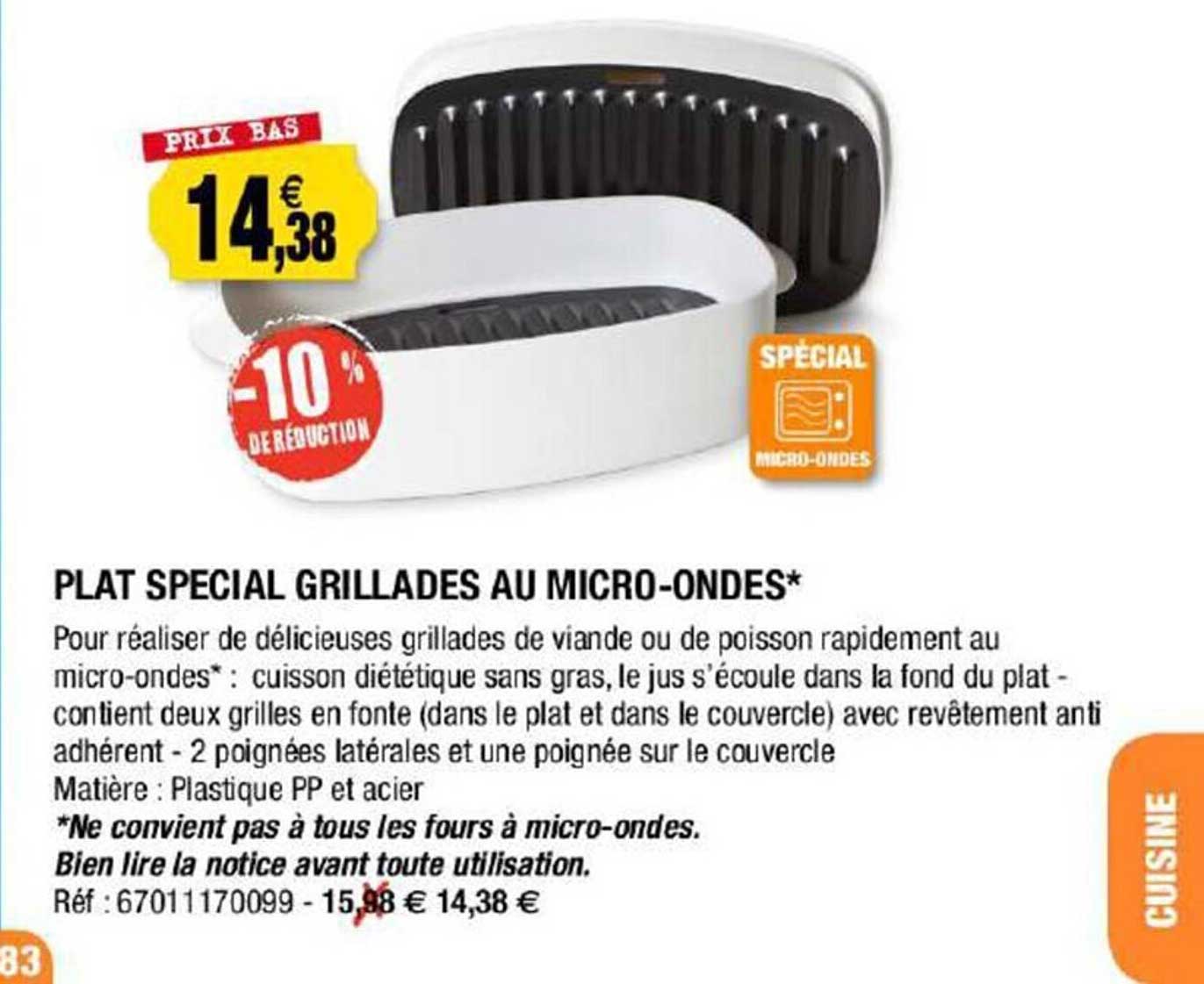 plat spécial grillades au micro-ondes
