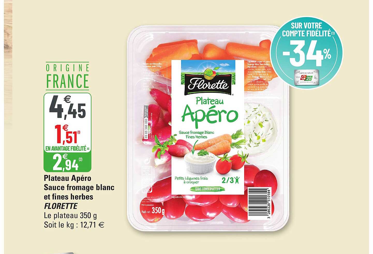 Plateau Apéro Sauce Fromage Blanc Et Fines Herbes Florette