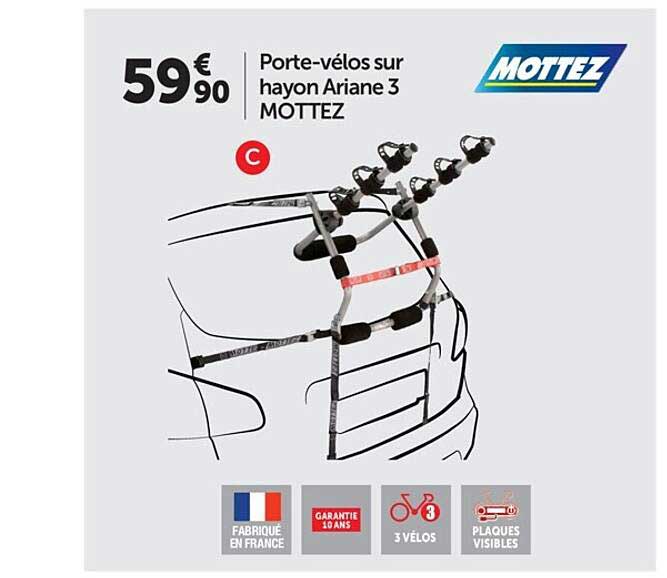 porte-vélos sur hayon ariane 3 mottez
