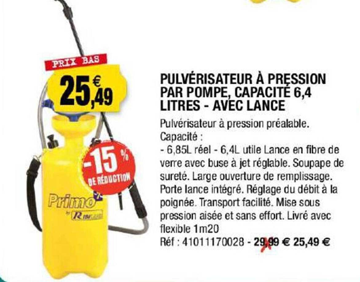 pulvérisateur à pression par pompe, capacité 6,4 litres - avec lance