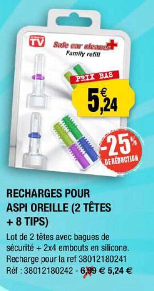 recharges pour aspi oreille (2 têtes + 8 tips)
