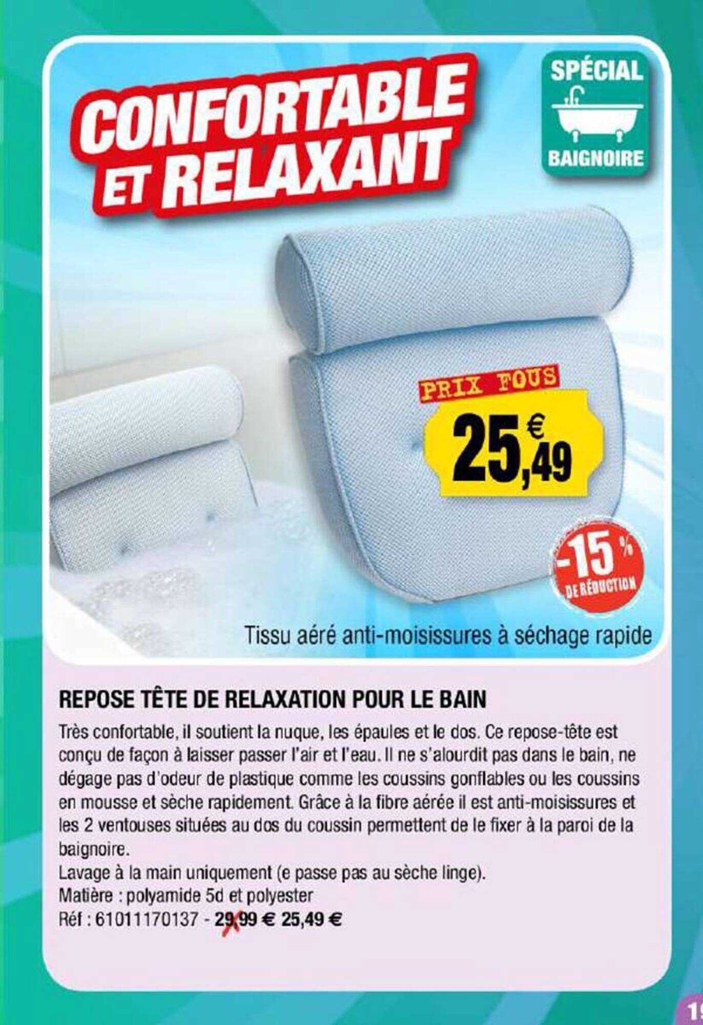 repose tête de relaxation pour le bain