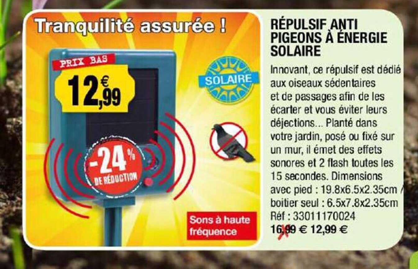 répulsif anti pigeons à énergie solaire