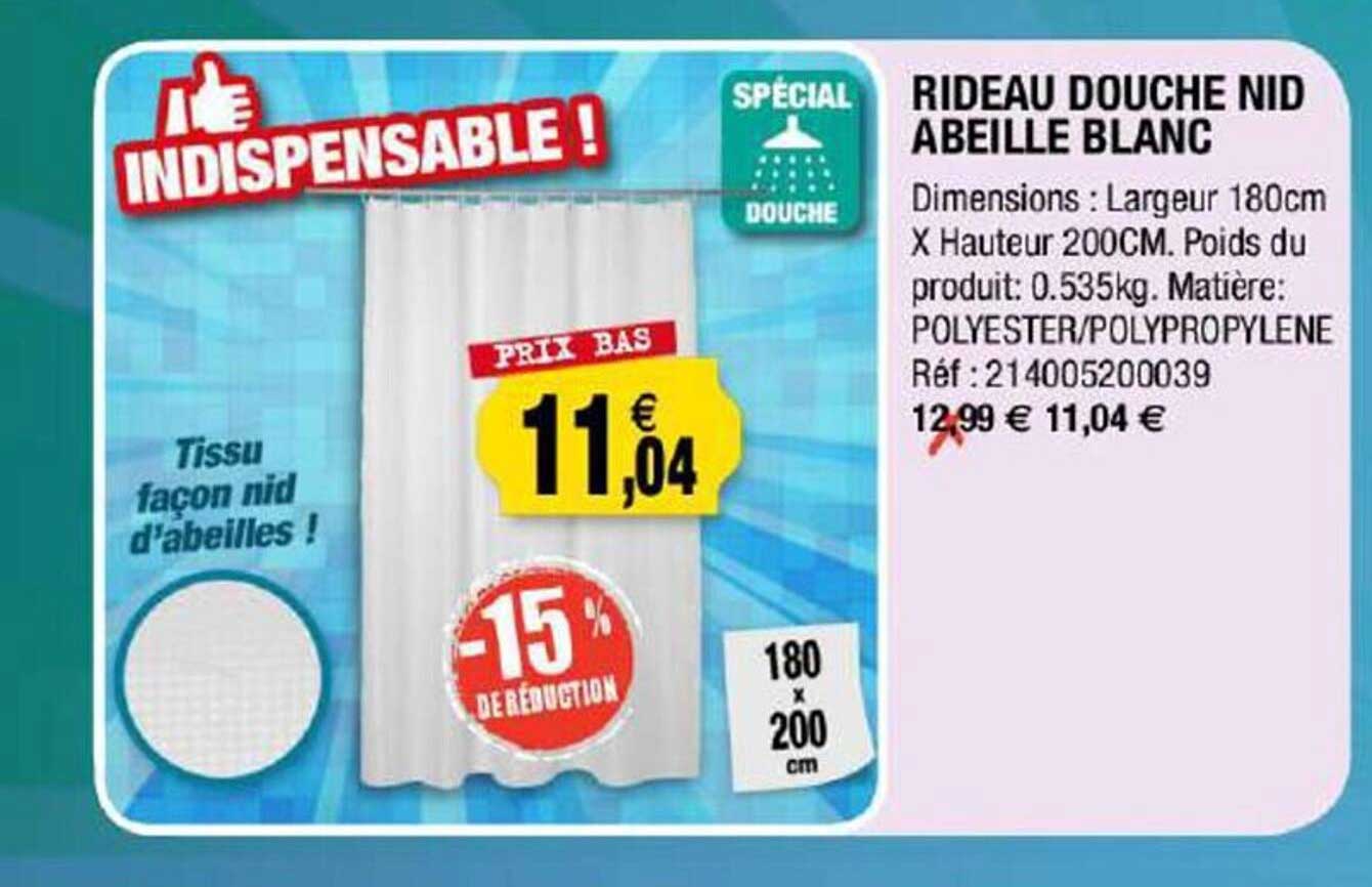 rideau douche nid abeille blanc