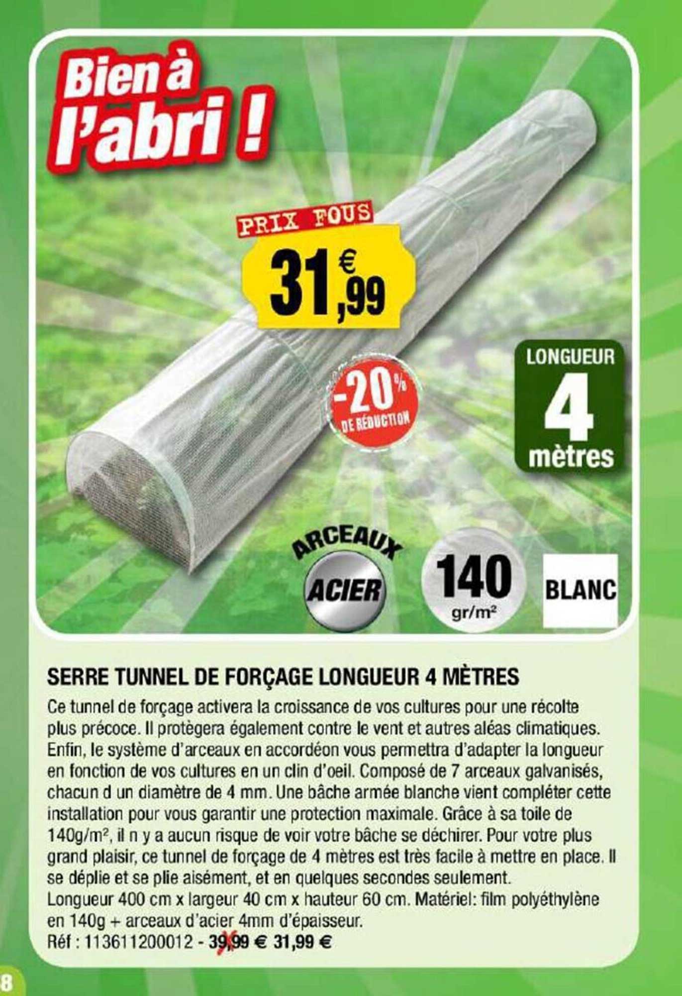 serre tunnel de forçage longueur 4 mètres