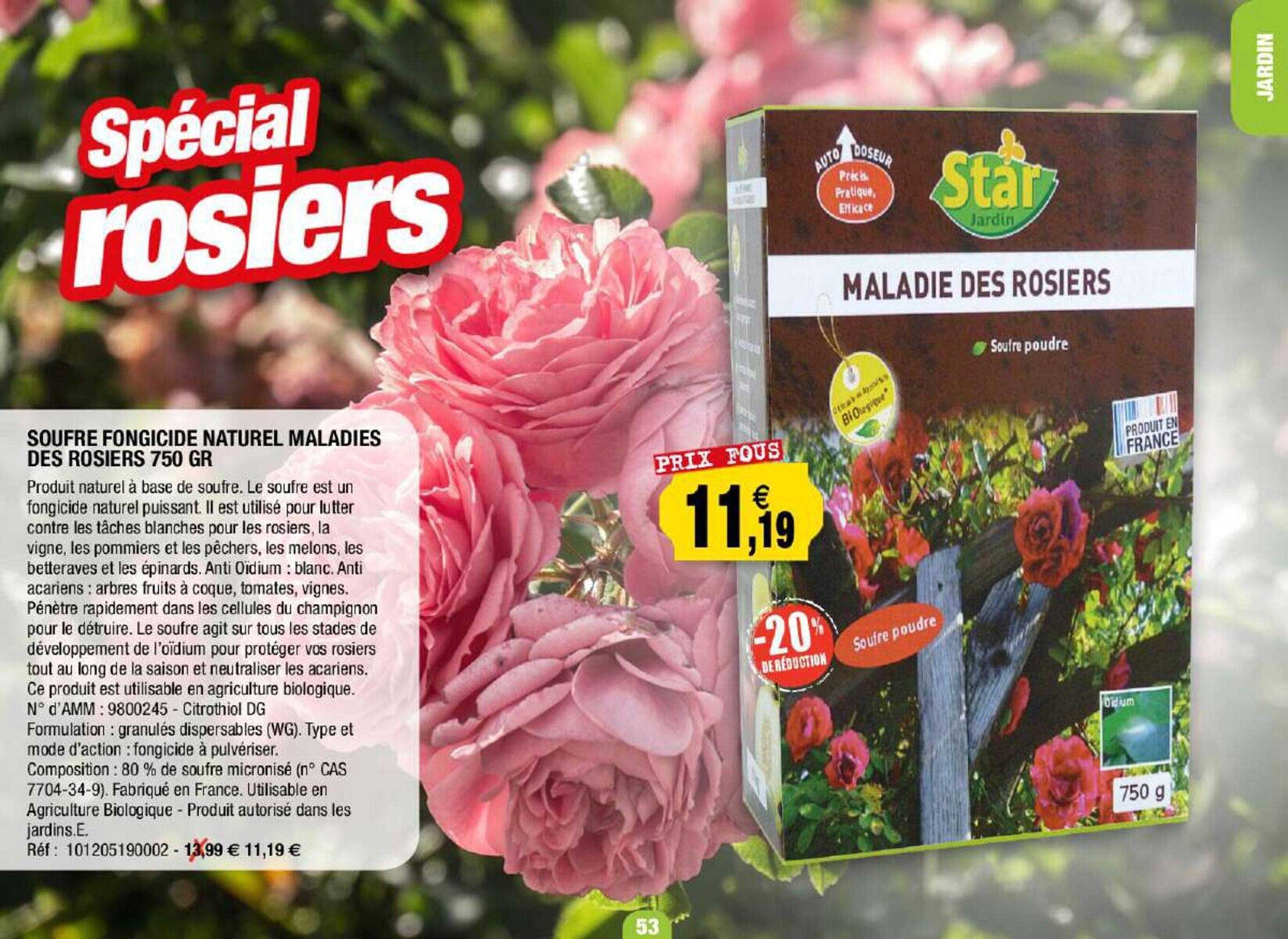 soufre fongicide naturel maladies des rosiers 750 gr