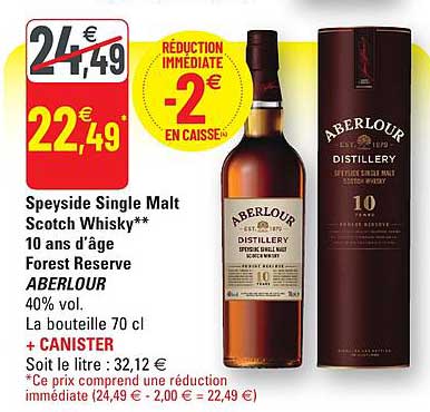 speyside single malt scotch whisky 10 ans d'âge forest reserve aberlour