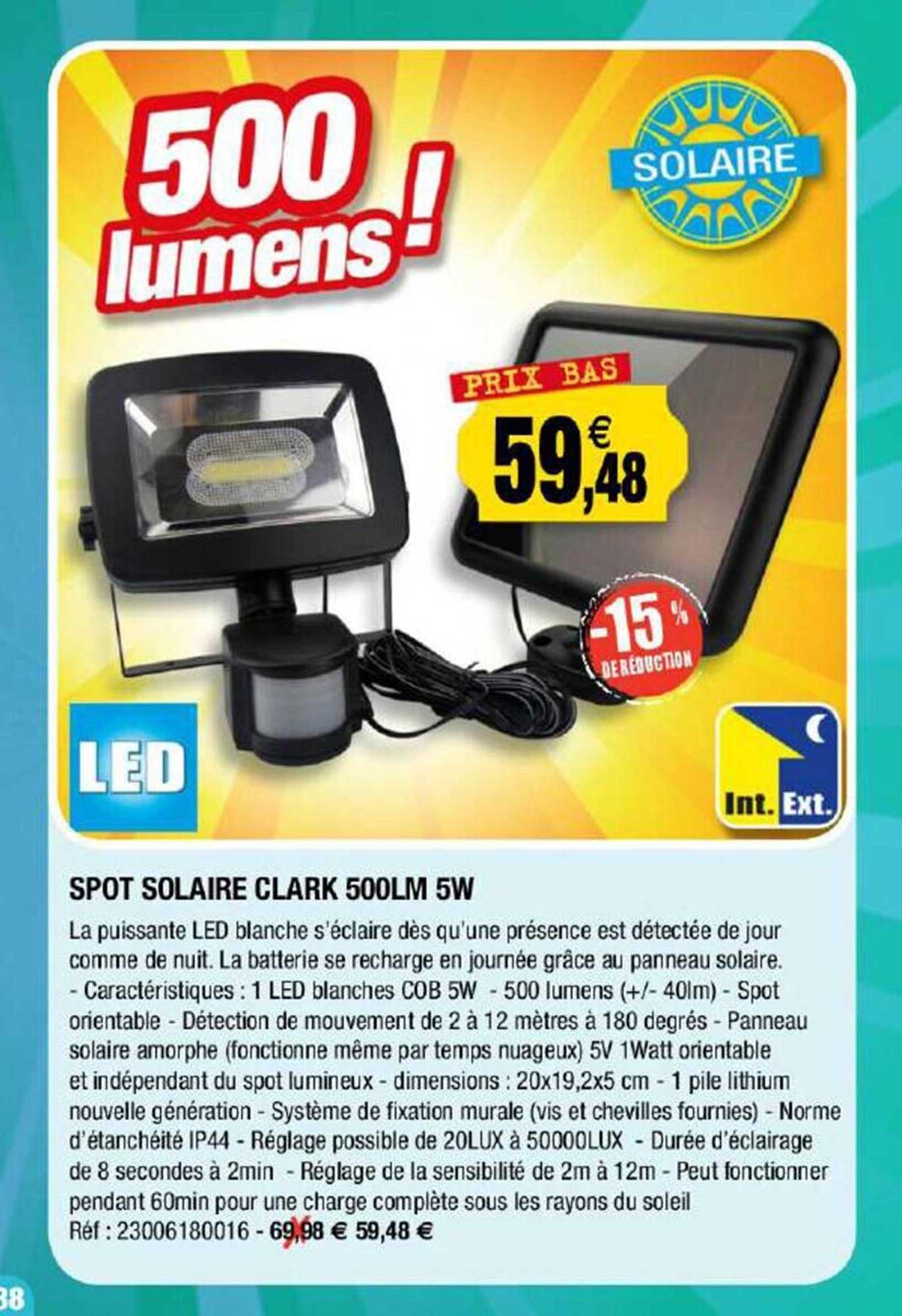 spot solaire clark 500 lm 5w