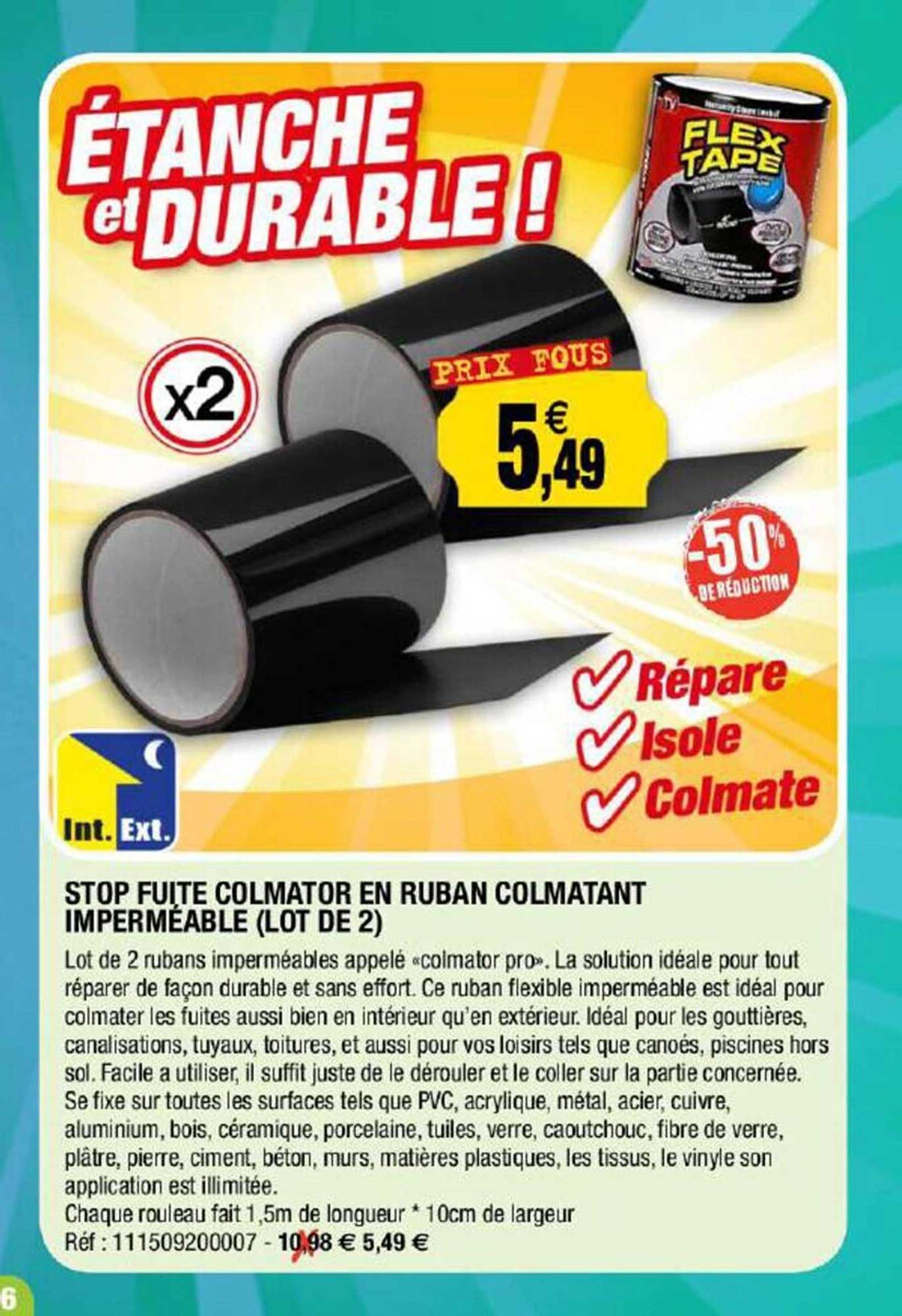 stop fuite colmator en ruban colmatant imperméable (lot de 2)
