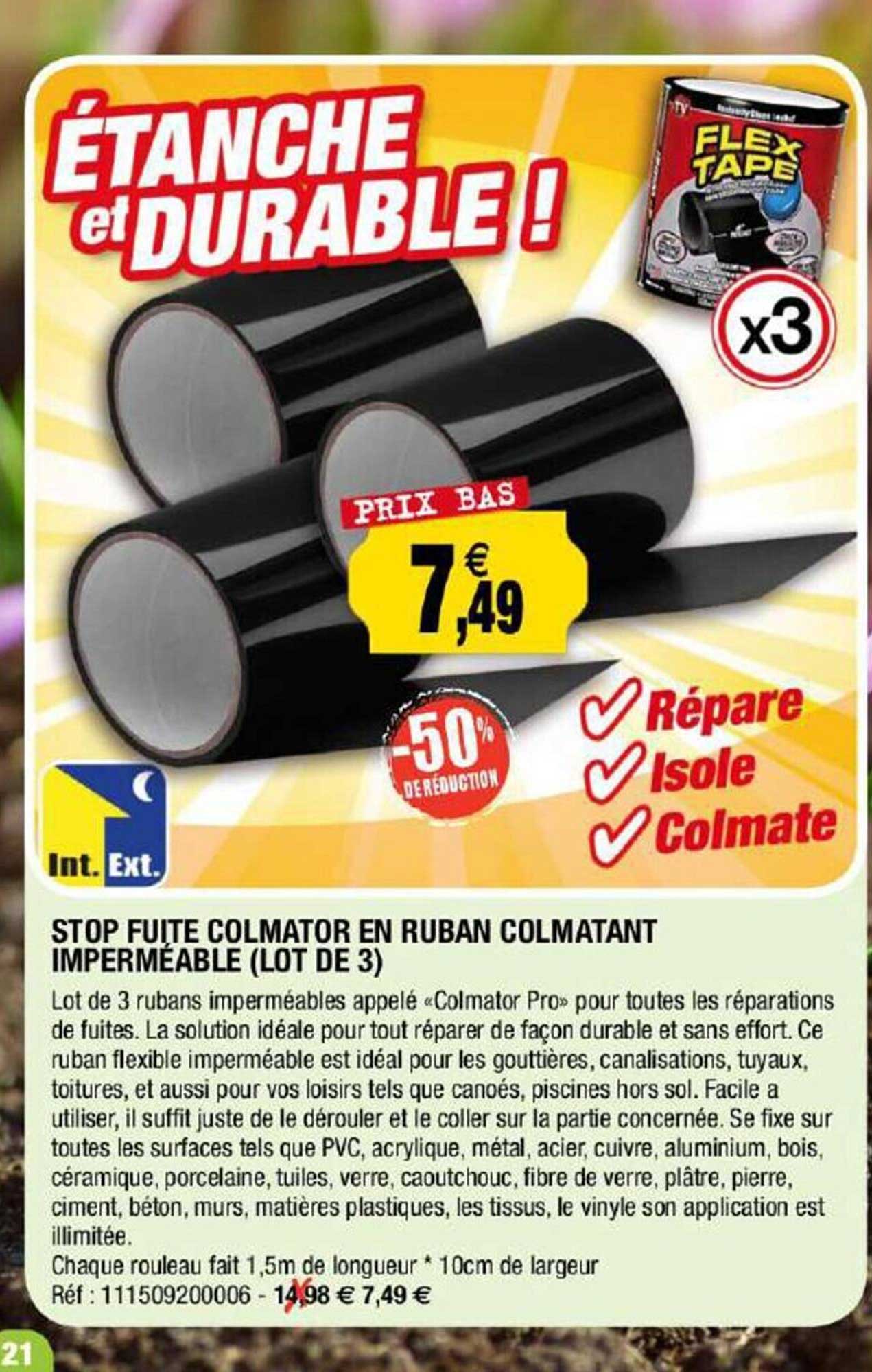 stop fuite colmator en ruban colmatant imperméable (lot de 3)