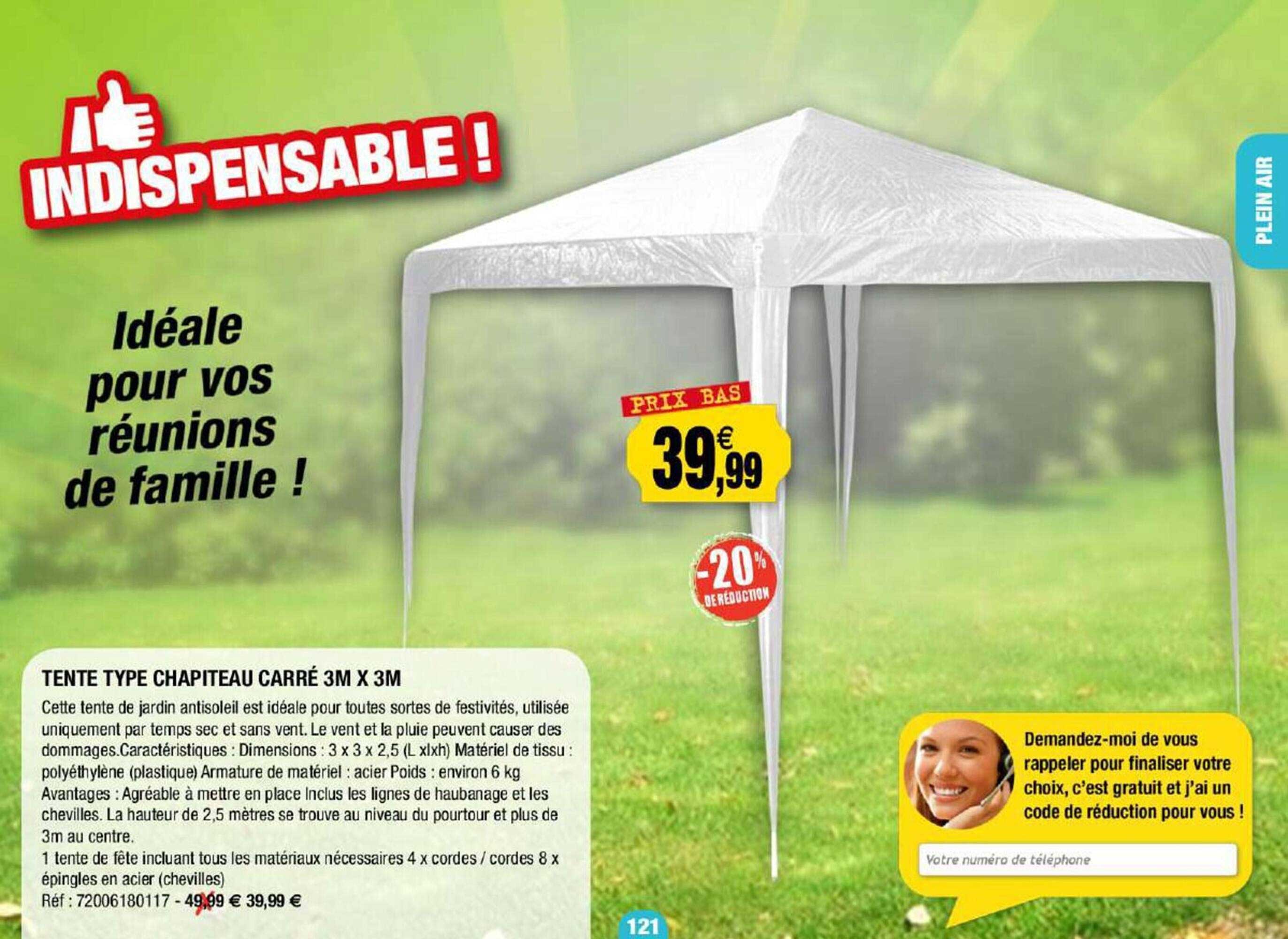 Tente Type Chapiteau Carré 3 M X 3 M