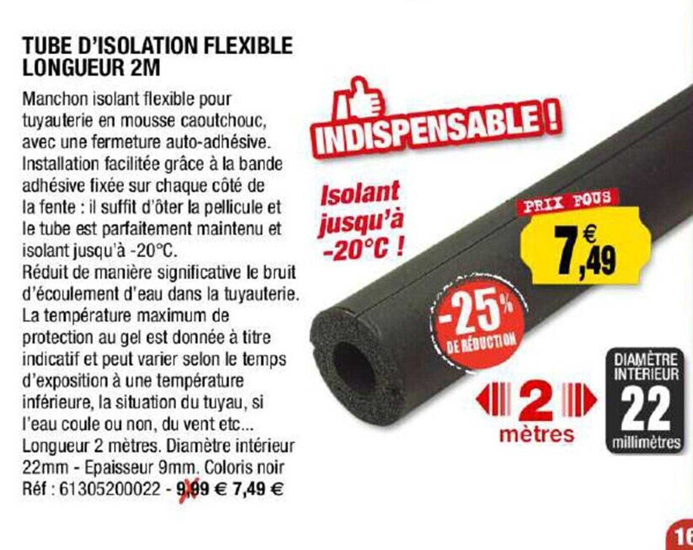 tube d'isolation flexible longueur 2 m