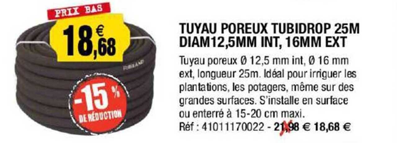 Tuyau Poreux Tubidrop 25 M Diam 12,5 Mm Int, 16 Mm Ext