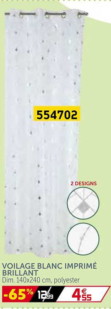 voilage blanc imprimé brillant