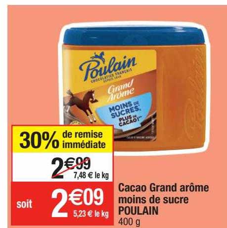 cacao grand arôme moins de sucre poulain
