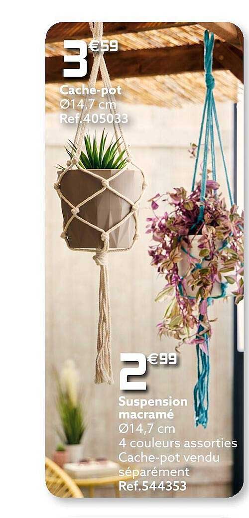 cache-pot, suspension macramé