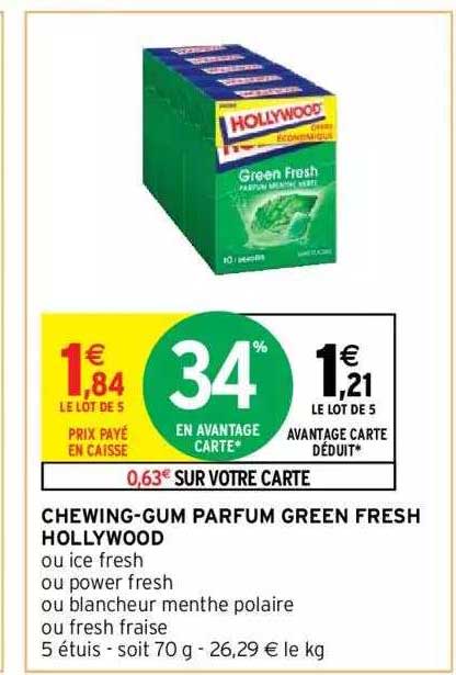 chewing-gum parfum green fresh hollywood