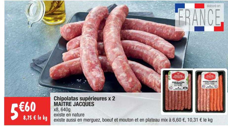 chipolatas supérieures x 2 maître jacques