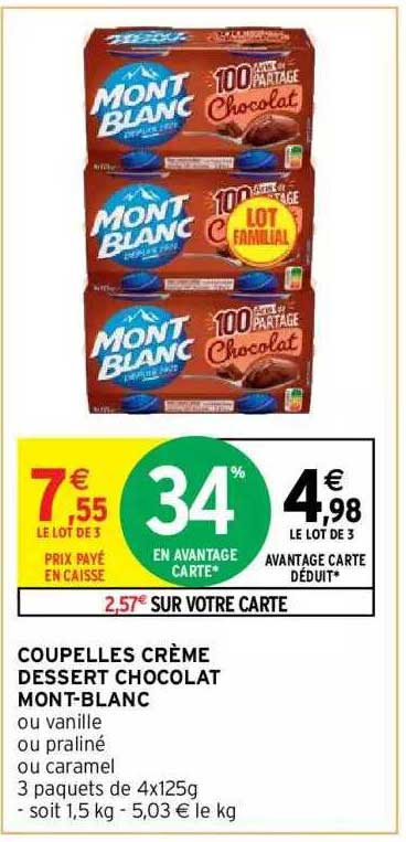 coupelles crème dessert chocolat mont-blanc