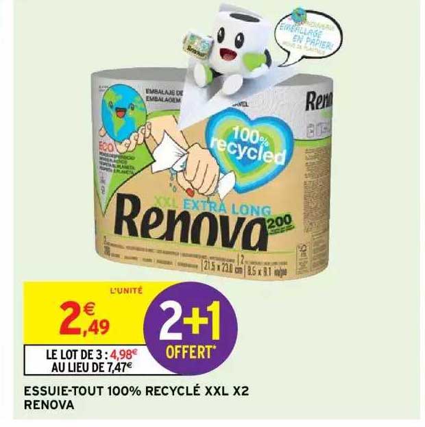 essuie-tout 100% recyclé xxl x 2 renova