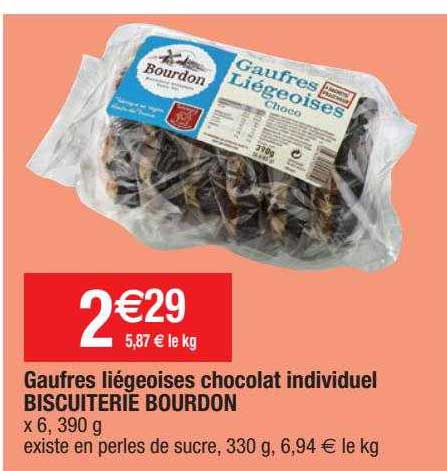 Gaufres Liégeoises Chocolat Individuel Biscuiterie Bourdon