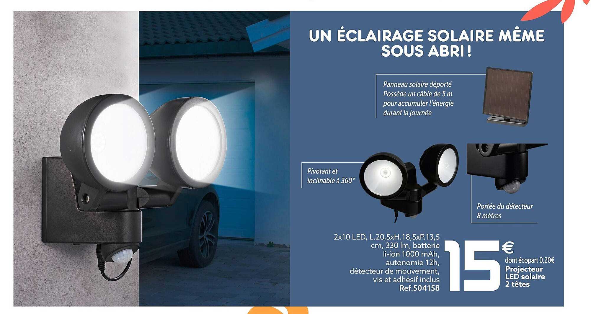 Projecteur Led Solaire 2 Têtes